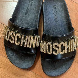 MOSCHINO Black Slippers Size US 5